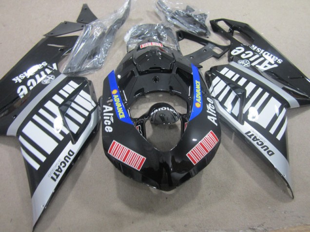Carenado Moto Ducati 1098 07-14 - Negro Blanco Advance Alice Carenado Moto Ducati 1098 07-14 - Negro Blanco Advance Alice