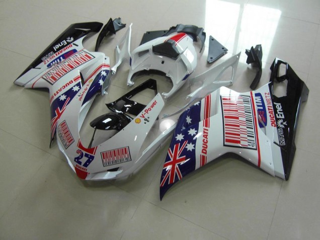 Carenado Moto Ducati 848 1098 1198 07-14 - Blanco Azul Rojo Carenado Moto Ducati 848 1098 1198 07-14 - Blanco Azul Rojo