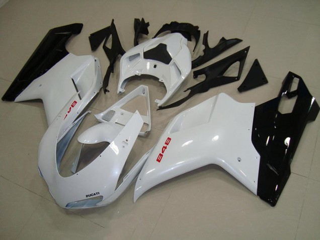 Carenado Moto Ducati 848 1098 1198 07-14 - Blanco Perla Negro Carenado Moto Ducati 848 1098 1198 07-14 - Blanco Perla Negro