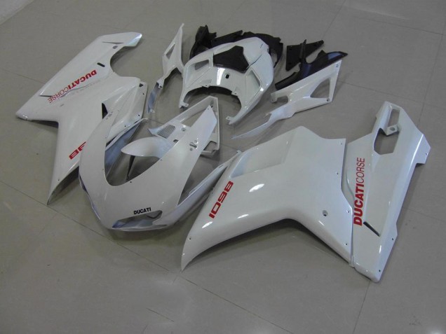 Carenado Moto Ducati 848 1098 1198 07-14 - Blanco Perla con Rojo Calcomanías