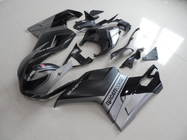 Carenado Moto Ducati 848 1098 1198 07-14 - Negro Mate Plata Estilo OEM Carenado Moto Ducati 848 1098 1198 07-14 - Negro Mate Plata Estilo OEM