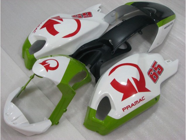 Carenado Moto Ducati Monster 696 08-12 - Blanco Rojo PRAMAC 65 Carenado Moto Ducati Monster 696 08-12 - Blanco Rojo PRAMAC 65