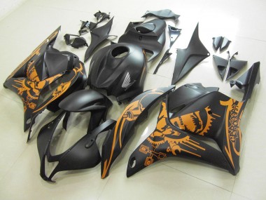 Carenado Moto Honda CBR 600 RR 09-12 - Negro Mate Naranja Pegatinas