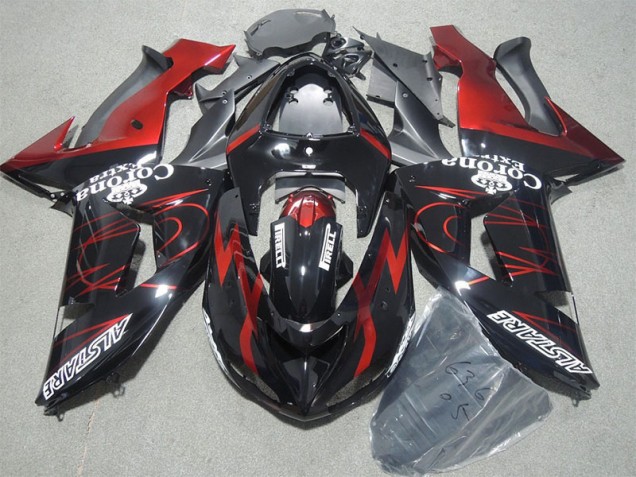 Carenado Moto Kawasaki ZX10R 06-07 - Negro Rojo Corona Extra Carenado Moto Kawasaki ZX10R 06-07 - Negro Rojo Corona Extra
