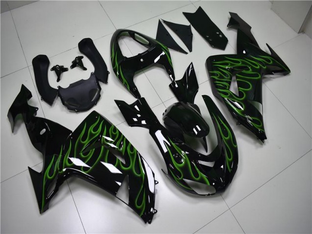 Carenado Moto Kawasaki ZX10R 06-07 - Negro Verde Llama Carenado Moto Kawasaki ZX10R 06-07 - Negro Verde Llama
