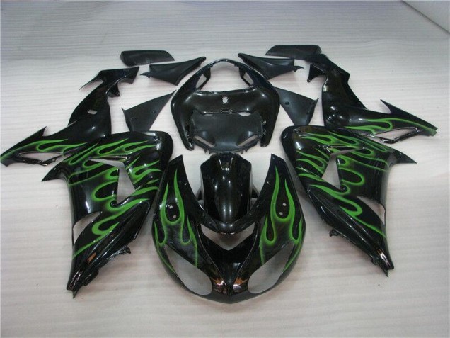 Carenado Moto Kawasaki ZX10R 06-07 - Negro Verde Llama Carenado Moto Kawasaki ZX10R 06-07 - Negro Verde Llama
