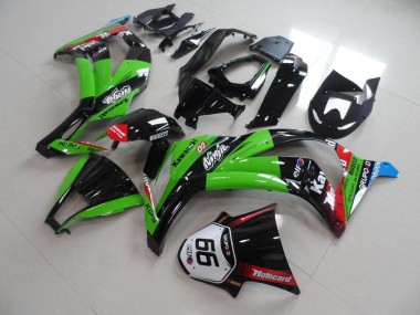 Carenado Moto Kawasaki ZX10R 11-15 - Verde Negro con Número 66