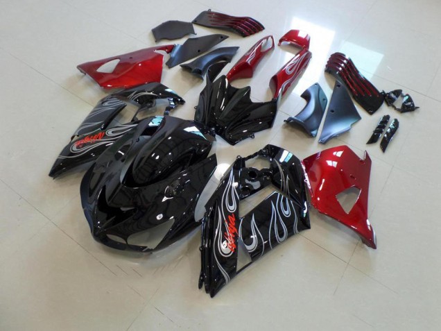 Carenado Moto Kawasaki ZX14R ZZR 1400 06-11 - Negro Nd Rojo Plata Llama Carenado Moto Kawasaki ZX14R ZZR 1400 06-11 - Negro Nd Rojo Plata Llama
