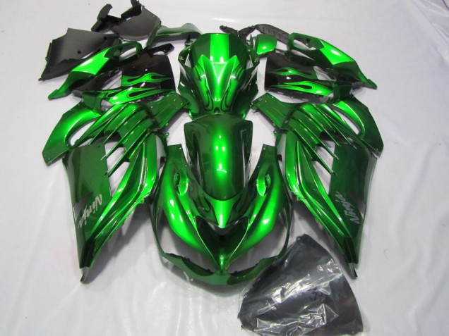 Carenado Moto Kawasaki ZX14R ZZR 1400 12-21 - Verde Blanco Ninja Calcomanía Carenado Moto Kawasaki ZX14R ZZR 1400 12-21 - Verde Blanco Ninja Calcomanía