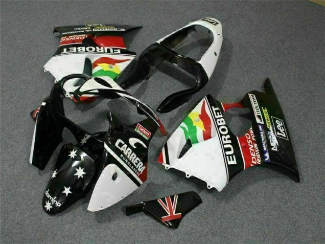 Carenado Moto Kawasaki ZX6R 00-02 - Negro Blanco Eurobet