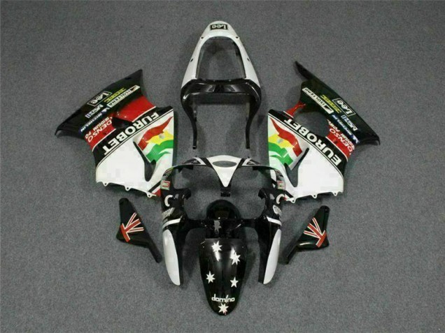 Carenado Moto Kawasaki ZX6R 00-02 - Negro Blanco Eurobet