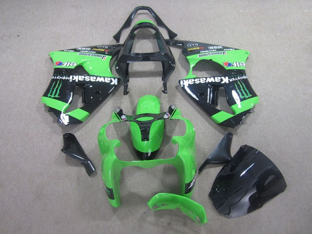 Carenado Moto Kawasaki ZX6R 00-02 - Negro Verde Monster Carenado Moto Kawasaki ZX6R 00-02 - Negro Verde Monster