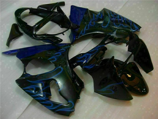 Carenado Moto Kawasaki ZX6R 00-02 - Negro con Azul Llama Carenado Moto Kawasaki ZX6R 00-02 - Negro con Azul Llama