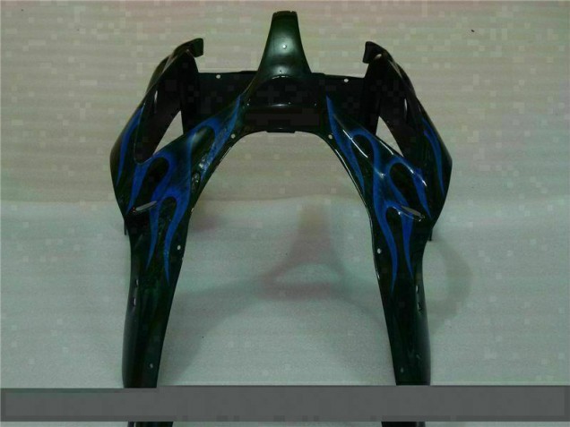 Carenado Moto Kawasaki ZX6R 00-02 - Negro con Azul Llama Carenado Moto Kawasaki ZX6R 00-02 - Negro con Azul Llama
