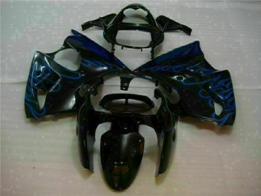 Carenado Moto Kawasaki ZX6R 00-02 - Negro con Azul Llama