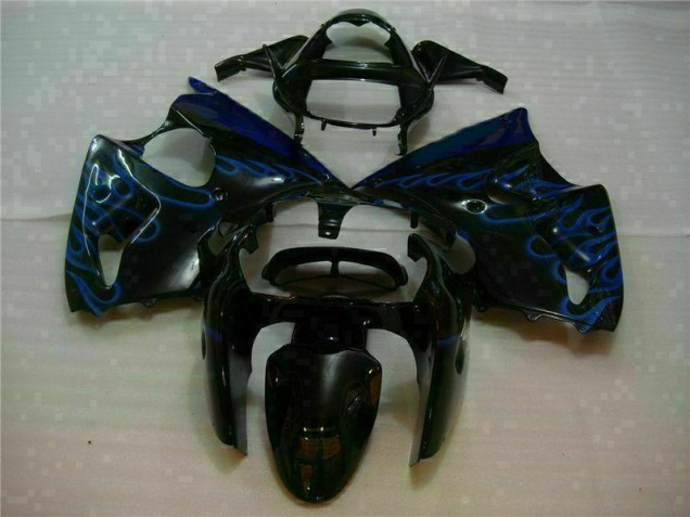 Carenado Moto Kawasaki ZX6R 00-02 - Negro con Azul Llama Carenado Moto Kawasaki ZX6R 00-02 - Negro con Azul Llama