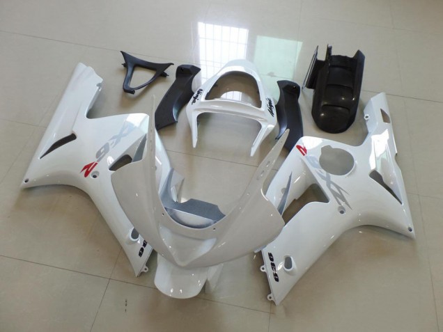 Carenado Moto Kawasaki ZX6R 03-04 - Blanco con Plata Calcomanías Carenado Moto Kawasaki ZX6R 03-04 - Blanco con Plata Calcomanías