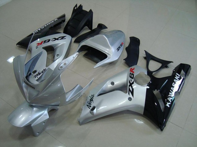 Carenado Moto Kawasaki ZX6R 03-04 - Plata Negro Carenado Moto Kawasaki ZX6R 03-04 - Plata Negro