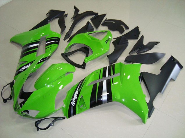 Carenado Moto Kawasaki ZX6R 07-08 - Verde & Plata Raya Carenado Moto Kawasaki ZX6R 07-08 - Verde & Plata Raya