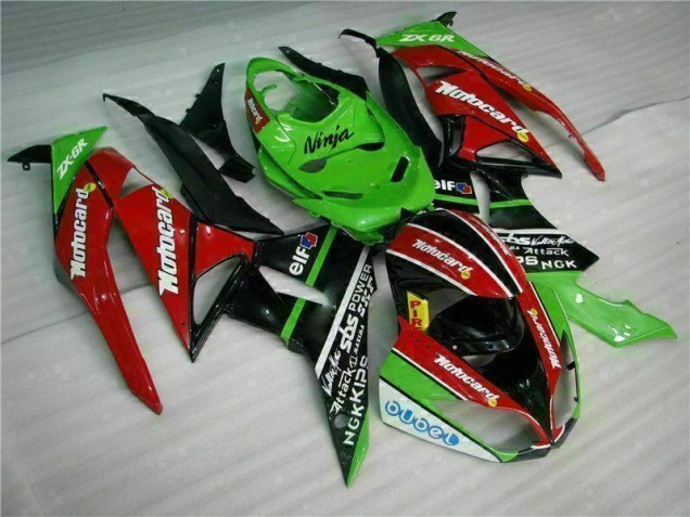 Carenado Moto Kawasaki ZX6R 09-12 - Negro Rojo Verde Motocard Carenado Moto Kawasaki ZX6R 09-12 - Negro Rojo Verde Motocard