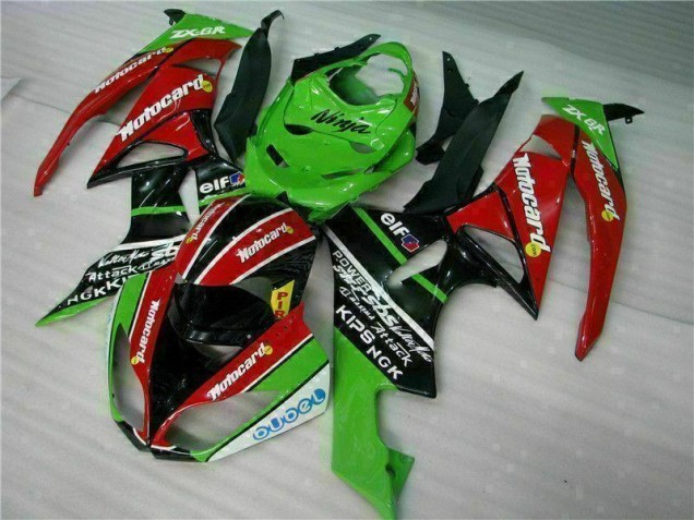 Carenado Moto Kawasaki ZX6R 09-12 - Negro Rojo Verde Motocard Carenado Moto Kawasaki ZX6R 09-12 - Negro Rojo Verde Motocard