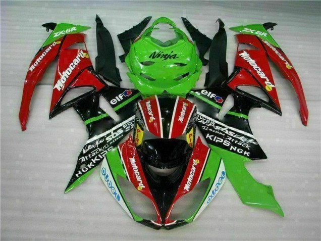 Carenado Moto Kawasaki ZX6R 09-12 - Negro Rojo Verde Motocard Carenado Moto Kawasaki ZX6R 09-12 - Negro Rojo Verde Motocard