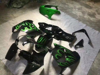 Carenado Moto Kawasaki ZX9R 00-01 - Brillante Negro Verde Llama