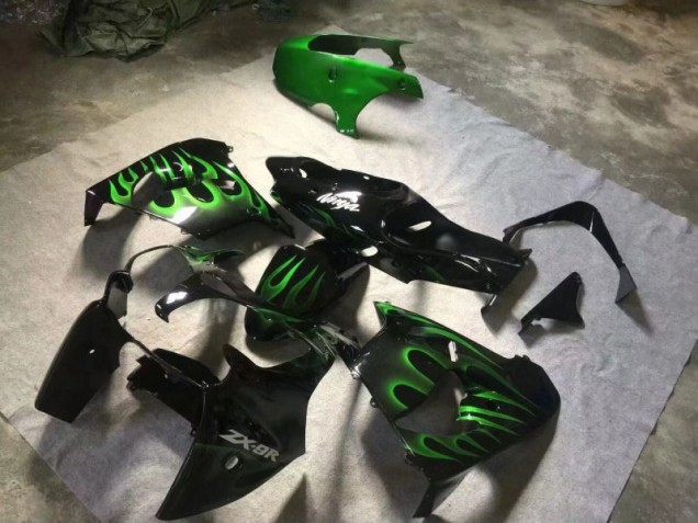 Carenado Moto Kawasaki ZX9R 00-01 - Brillante Negro Verde Llama Carenado Moto Kawasaki ZX9R 00-01 - Brillante Negro Verde Llama