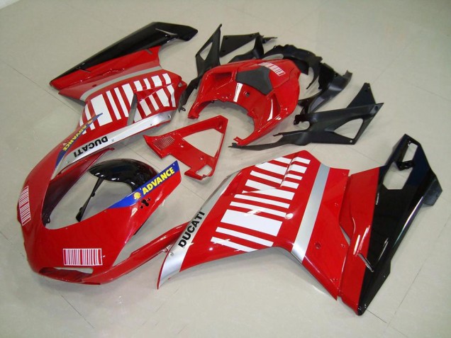 Carenado Moto & Plástico Ducati 848 1098 1198 07-14 - Rojo Blanco Carenado Moto & Plástico Ducati 848 1098 1198 07-14 - Rojo Blanco