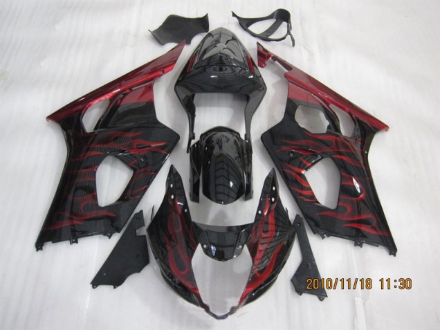 Carenado Moto Suzuki GSXR 1000 K3 03-04 - Negro Rojo Llama