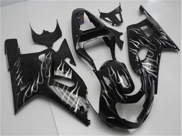 Carenado Moto Suzuki GSXR 600 / 750 K1 K2 K3 01-03 - Negro Blanco Llama Carenado Moto Suzuki GSXR 600 / 750 K1 K2 K3 01-03 - Negro Blanco Llama