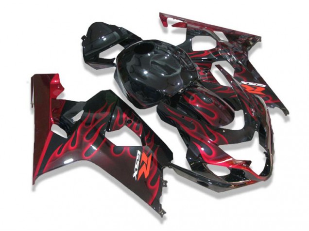 Carenado Moto Suzuki GSXR 600 / 750 K4 04-05 - Negro Rojo Llamas Carenado Moto Suzuki GSXR 600 / 750 K4 04-05 - Negro Rojo Llamas