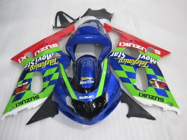 Carenado Moto Suzuki GSXR 600 K1 K2 K3 01-03 - Azul Verde Rojo Telefumia Movistar