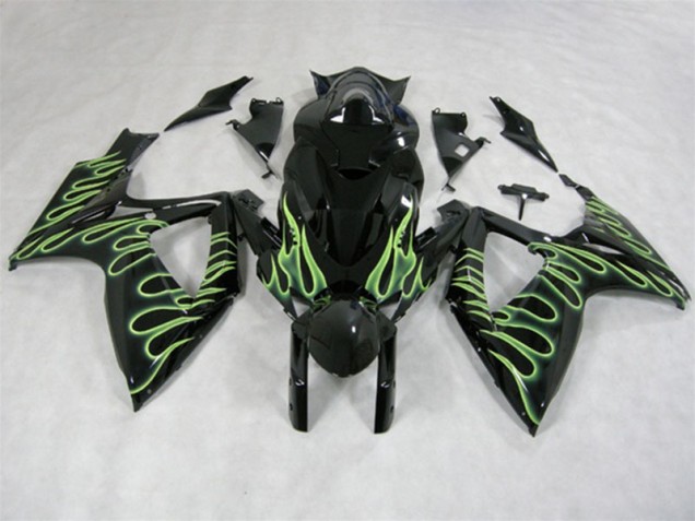 Carenado Moto Suzuki GSXR 600 K6 06-07 - Negro Verde Llama Carenado Moto Suzuki GSXR 600 K6 06-07 - Negro Verde Llama