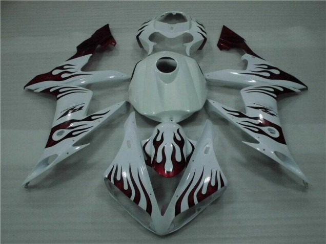 Carenado Moto Yamaha R1 04-06 - Blanco Rojo Llama Carenado Moto Yamaha R1 04-06 - Blanco Rojo Llama
