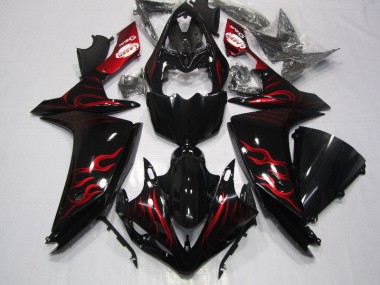 Carenado Moto Yamaha R1 07-08 - Negro Rojo Llama