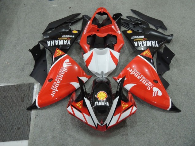 Carenado Moto Yamaha R1 09-11 - Negro Blanco Santander Rojo Carenado Moto Yamaha R1 09-11 - Negro Blanco Santander Rojo