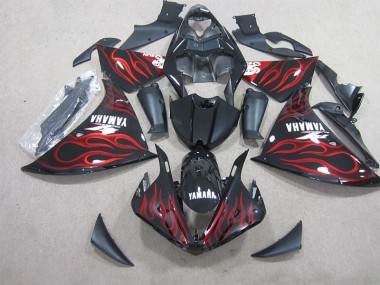Carenado Moto Yamaha R1 12-14 - Negro Rojo Llama