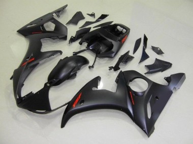 Carenado Moto Yamaha R6 03-05 - Negro Mate Rojo Calcomanías