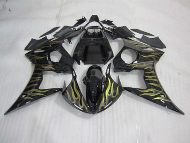Carenado Moto Yamaha R6 03-05 - Negro con Amarillo Llama