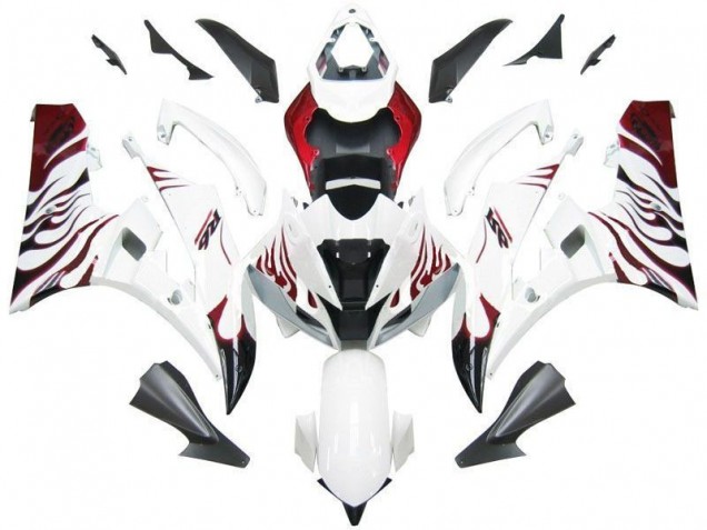 Carenado Moto Yamaha R6 06-07 - Blanco Rojo Llama Carenado Moto Yamaha R6 06-07 - Blanco Rojo Llama
