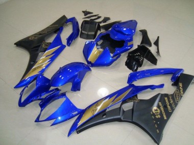 Carenado Moto Yamaha R6 06-07 - Pegatina negra azul con dorada