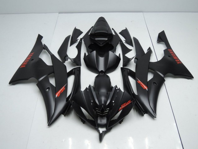 Carenado Moto Yamaha R6 08-16 - Negro Mate Rojo Calcomanías