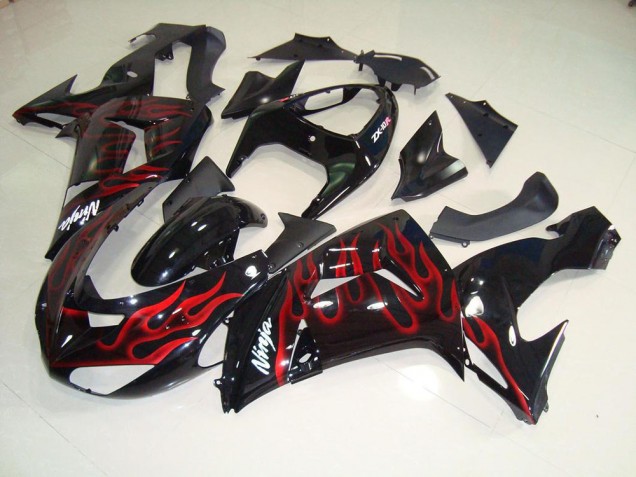 Carenado & Plástico Moto Kawasaki ZX10R 06-07 - Negro Rojo Llama Carenado & Plástico Moto Kawasaki ZX10R 06-07 - Negro Rojo Llama
