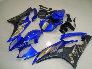 Carenados Moto Yamaha R6 06-07 - Pegatina negra azul con dorada