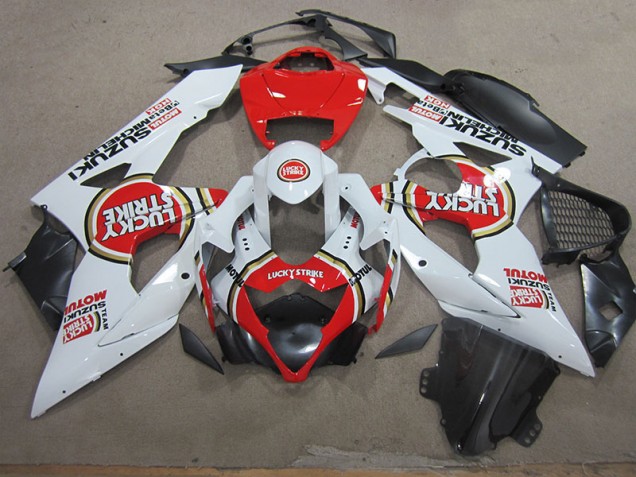 Kit ABS Carenado Motocicleta Suzuki GSXR 1000 K5 05-06 - Blanco Lucky Strike Rojo Motul