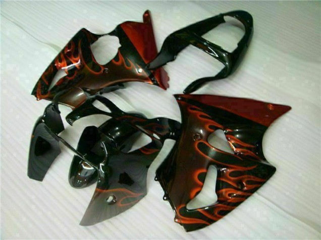 Kit Completo Carenado Moto Kawasaki ZX6R 00-02 - Negro Rojo Llama Kit Completo Carenado Moto Kawasaki ZX6R 00-02 - Negro Rojo Llama