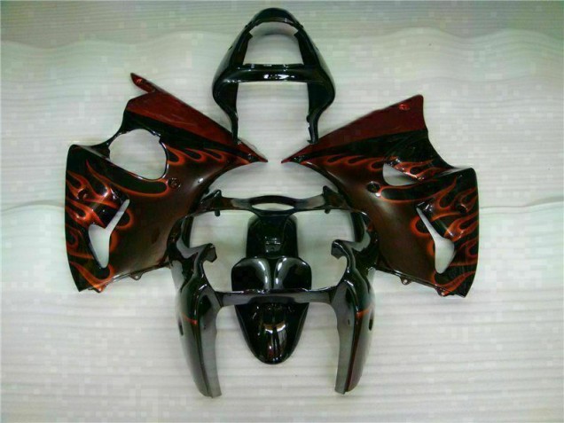 Kit Completo Carenado Moto Kawasaki ZX6R 00-02 - Negro Rojo Llama Kit Completo Carenado Moto Kawasaki ZX6R 00-02 - Negro Rojo Llama