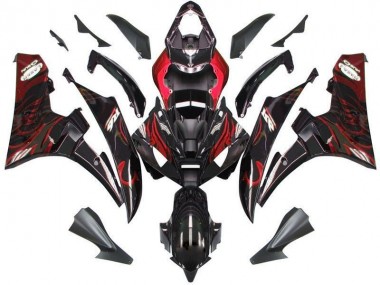 Kits Completo Carenado Moto Yamaha R6 06-07 - Negro Rojo Llama
