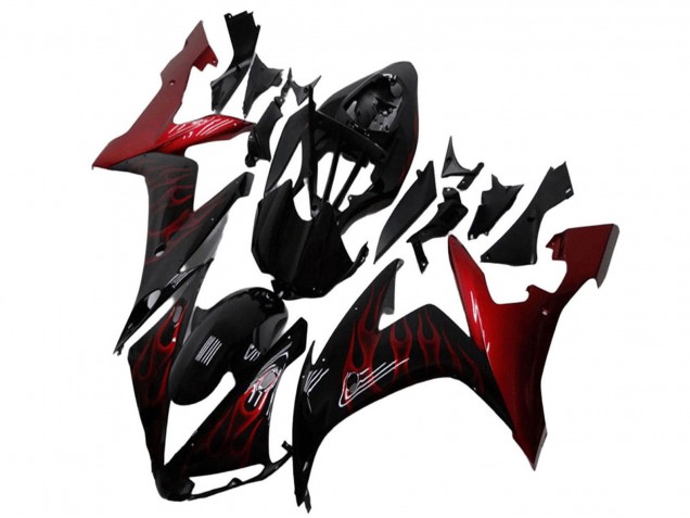 Compra Carenados Moto Yamaha YZF R1 2004-2006 - Negro Brillante Rojo Llama